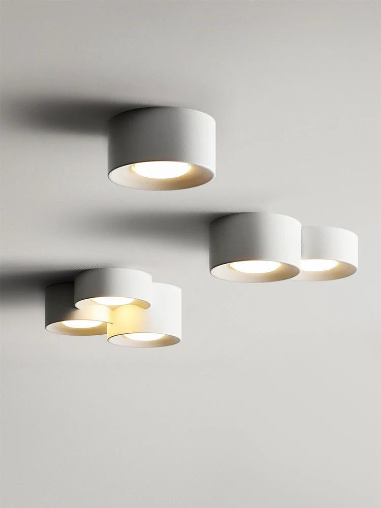 Spot moderne led blanc adhésif base fixation diffuseur rond lisse