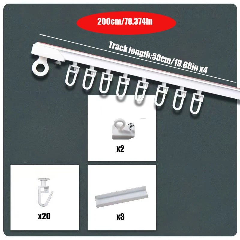 rail rideaux auto adhésif blanc moderne 25 crochets barres mur
