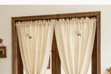 rideau classique rayures fines beige clair opacité franges fenêtre polyester