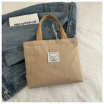 sac main toile ours décontracté unisexe poignées motif ours beige casual resistant polyester