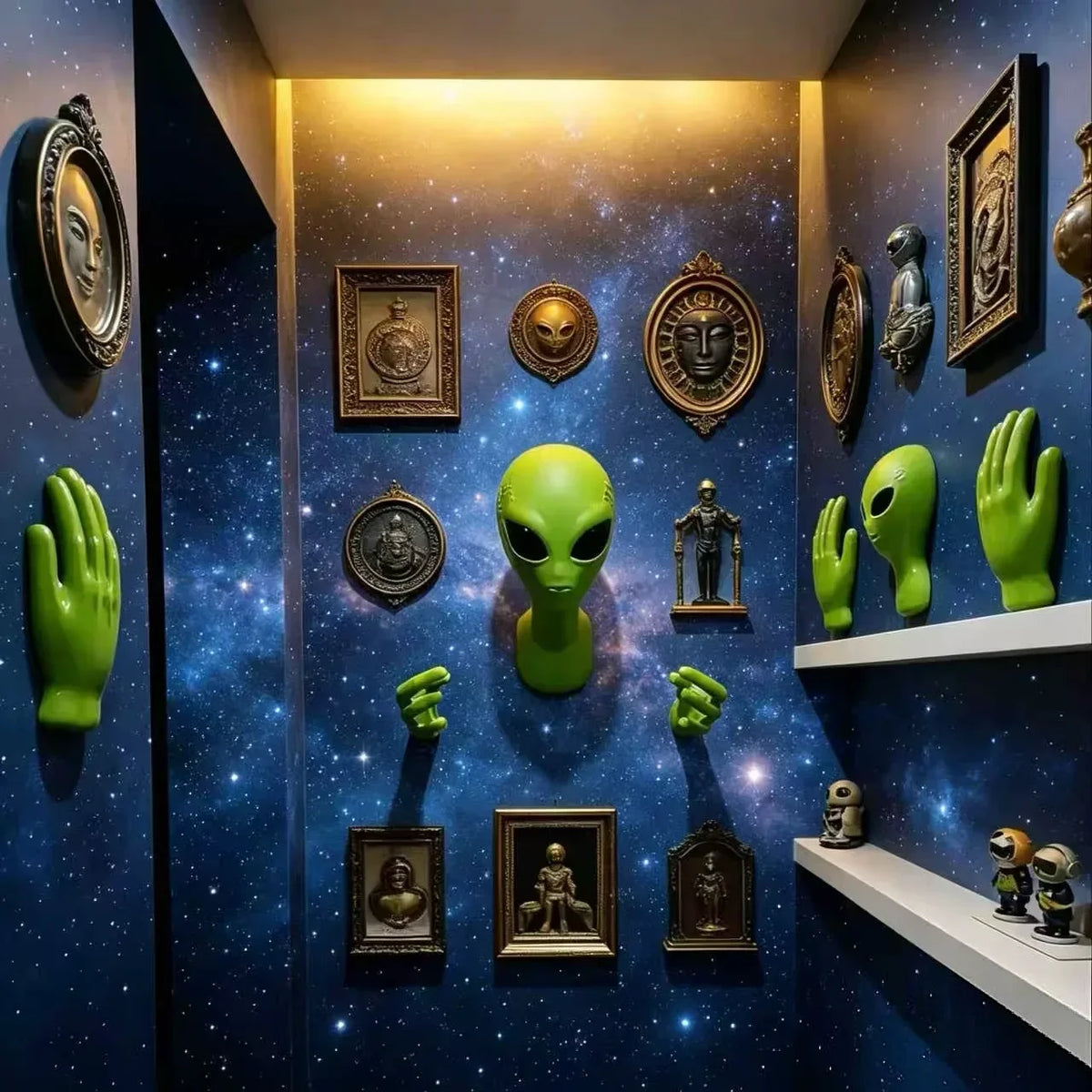 décoration murale extraterrestre vert 3d créative mains yeux noirs pvc