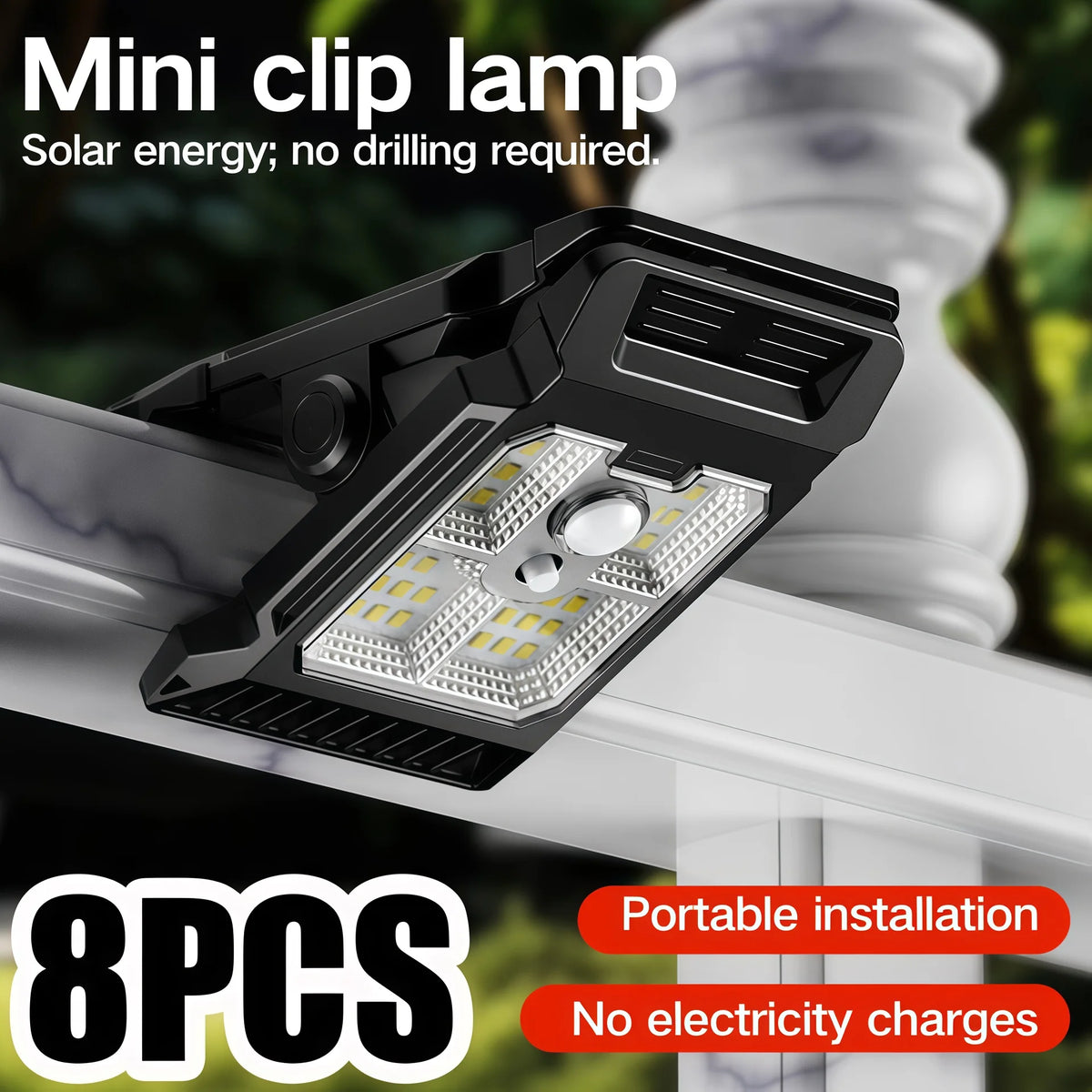 lampe poche led solaire clip noir moderne autoéclairante campingextérieur