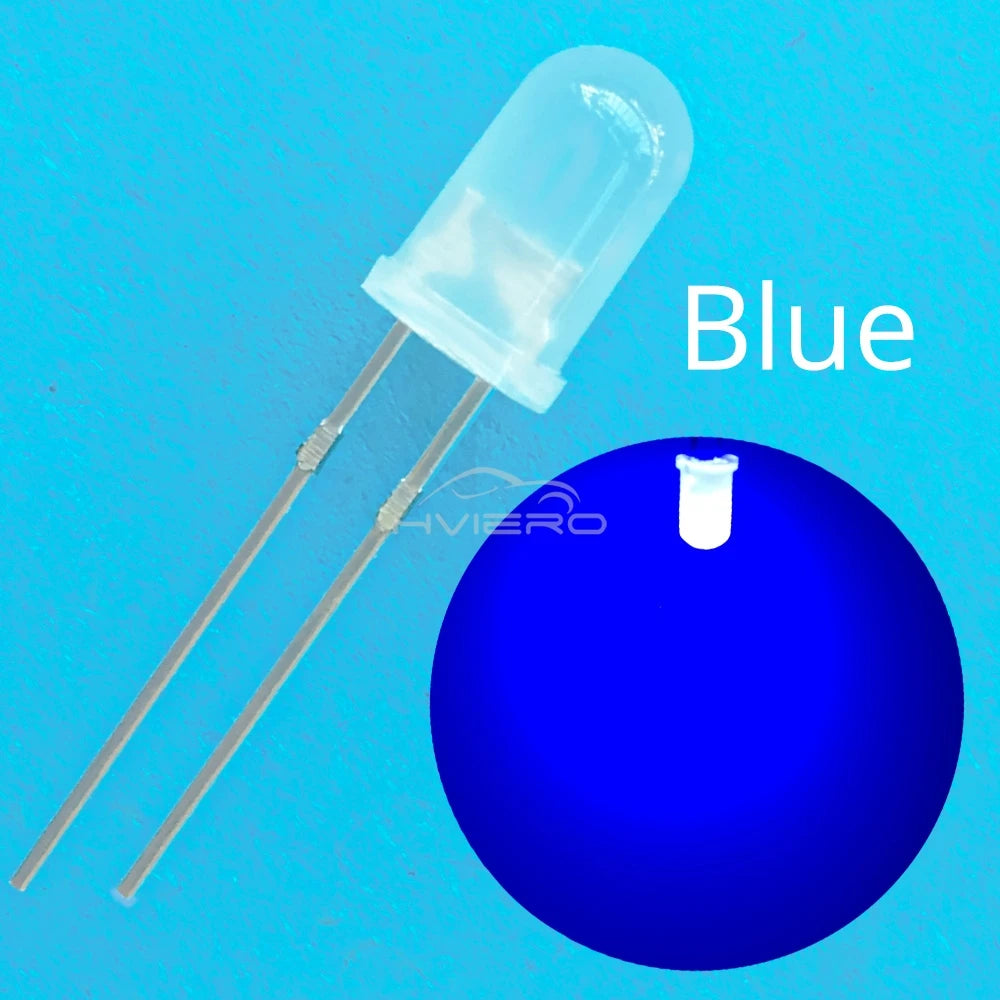 diodes led 5mm diffusées transparentes bleu vert rouge blanc jaune 2pin 1000pcs standard