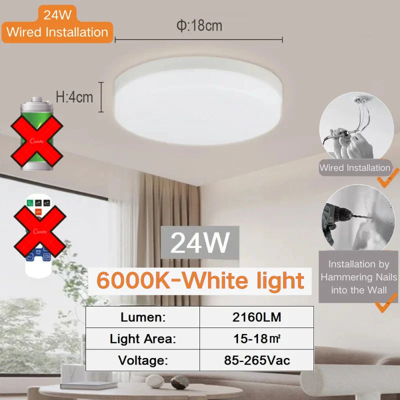 plafonnier led blanc moderne aimanté télécommande charge usb 24w flux luminescent 60249