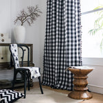 rideau noir blanc carreaux géométriques opacité classique décoration intérieure maison hospitalité polyester