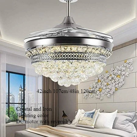 ventilateur cristal led doré télécommande classique chambre salon 42 48 pouces