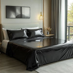 draps plats épaissis pièces noir brillant moderne oreillers taies d'oreiller ensemble chambre coucher nylon