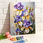 toile peinte fleurs iris diy kit débutants adultes coloriage numérique reliefs stress 50x40cm