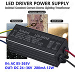 transformateur alimentation led 12w 24v 36v 280ma ip65 waterproof noir industrial