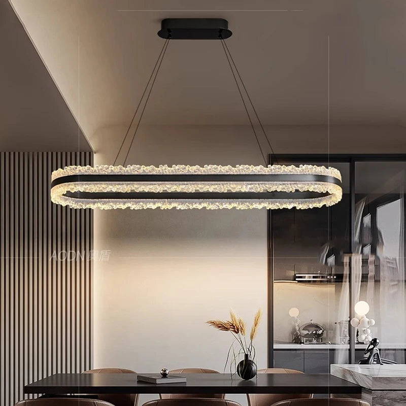 suspension lumineuse moderne cristaux dorés translucide noir pendentif chaines 110cm 40cm 60cm 80cm