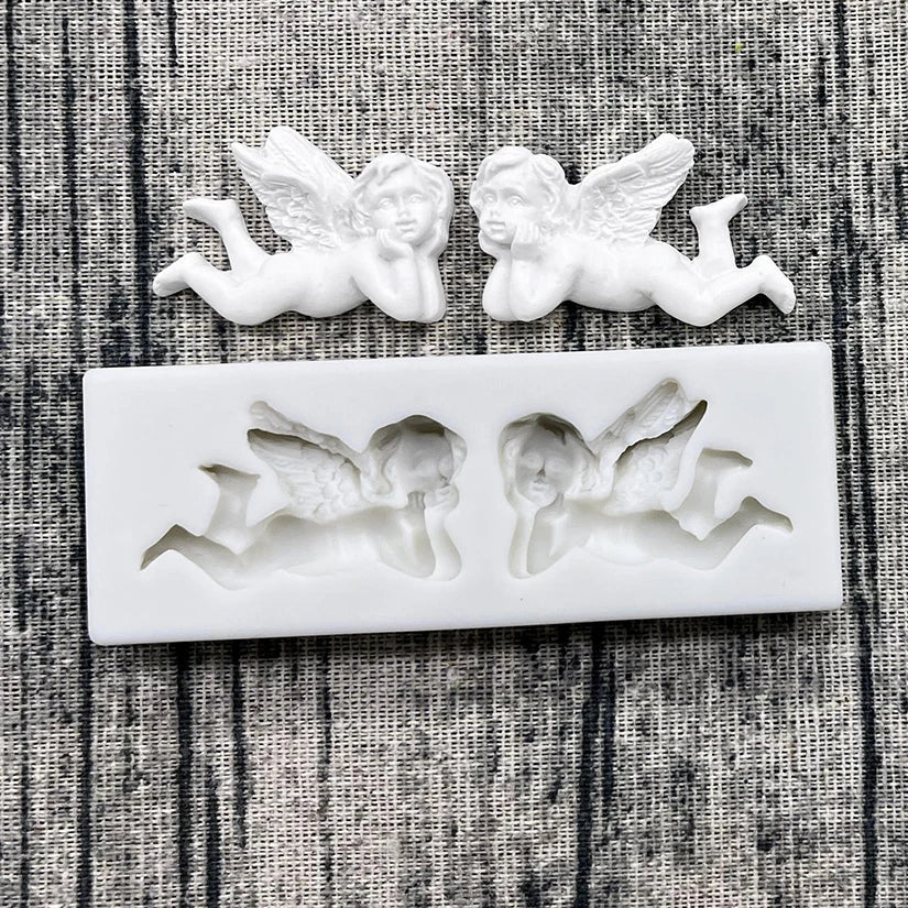 moule silicone ange blanc gâteau décoration sculpté ailes fond texturé