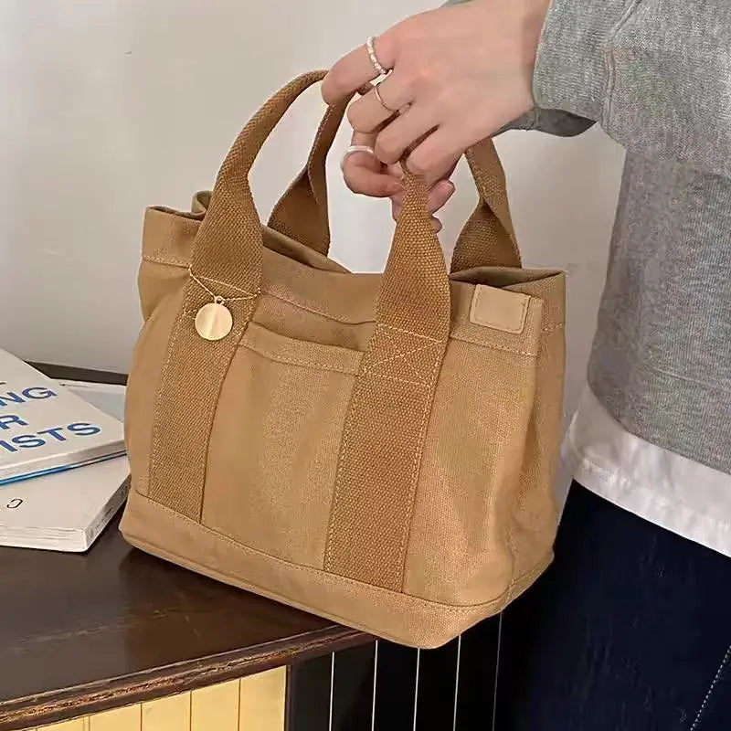 sac main toile beige moderne poignées détachables sans fermeture éclairversible réutilisable japonais