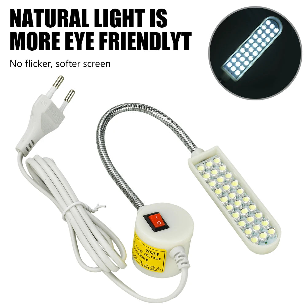 lampe led machine coudre blanc diodes moderne flexible base magnétique interrupteur rotatif
