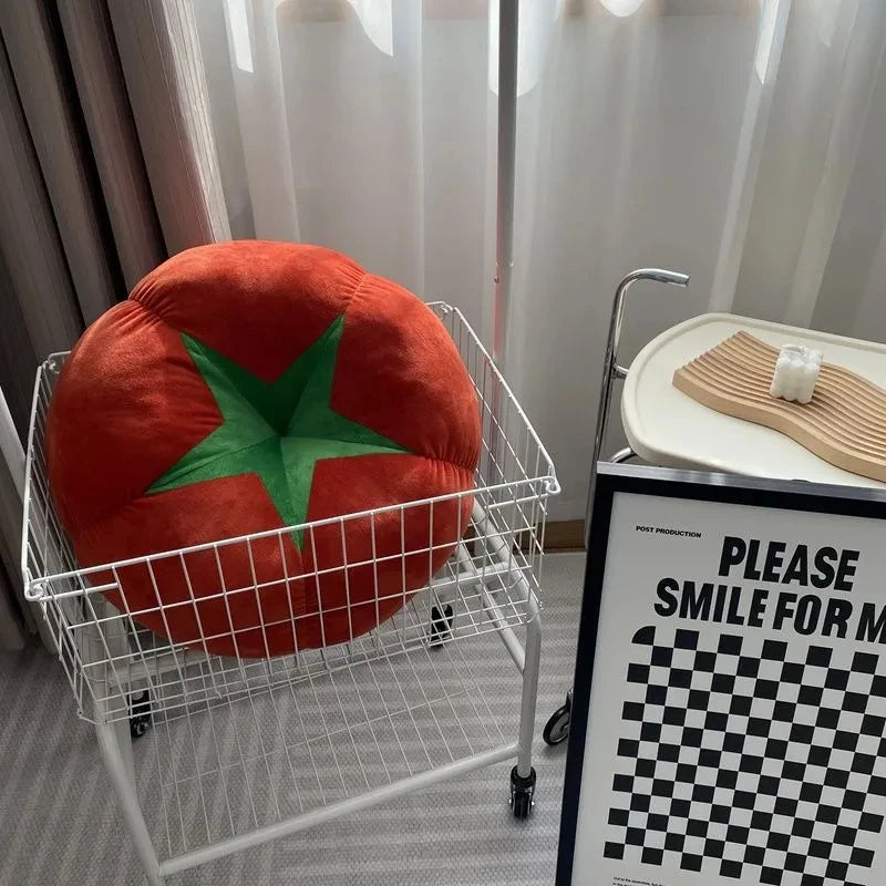 coussin décoratif forme champignon tomate tissu peluche anti décubitus lavable moderne rouges jaunes marrons
