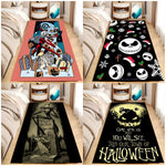tapis halloween noir blanc visages souriants fantômes citrouilles motifs géométriques non glissant
