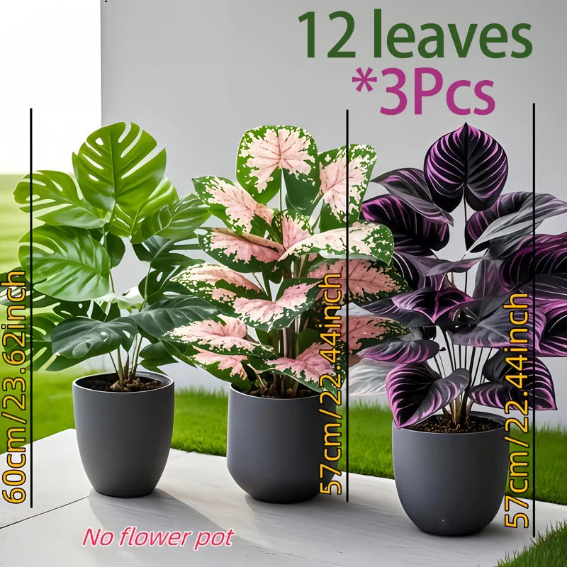 plantes artificielles vert rose violet feuilles modernes decoration intérieure sans fixation 60cm 57cm 57cm