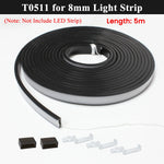 ruban led flexible noir mat moderne adhésif clips adhésifs noirs blancs silicone 5m 1m