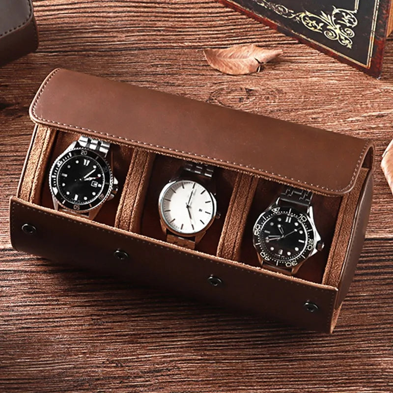 boîte montres cuir marron bleu marine classique amovible