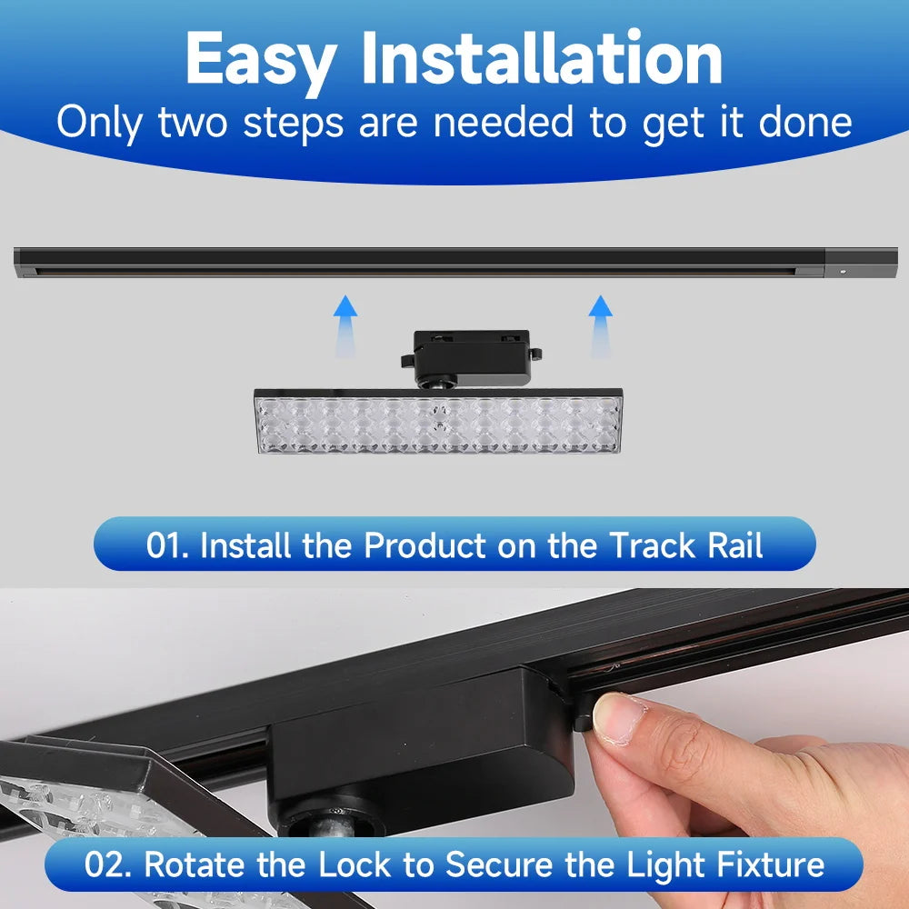 projecteurs led rail noir moderne 30w 60w 30cm 60cm facile certifiés cecccrohs