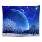 tapisserie forêt nocturne étoiles aurora borealis bleu noir blanc vertical maison chambre decoration