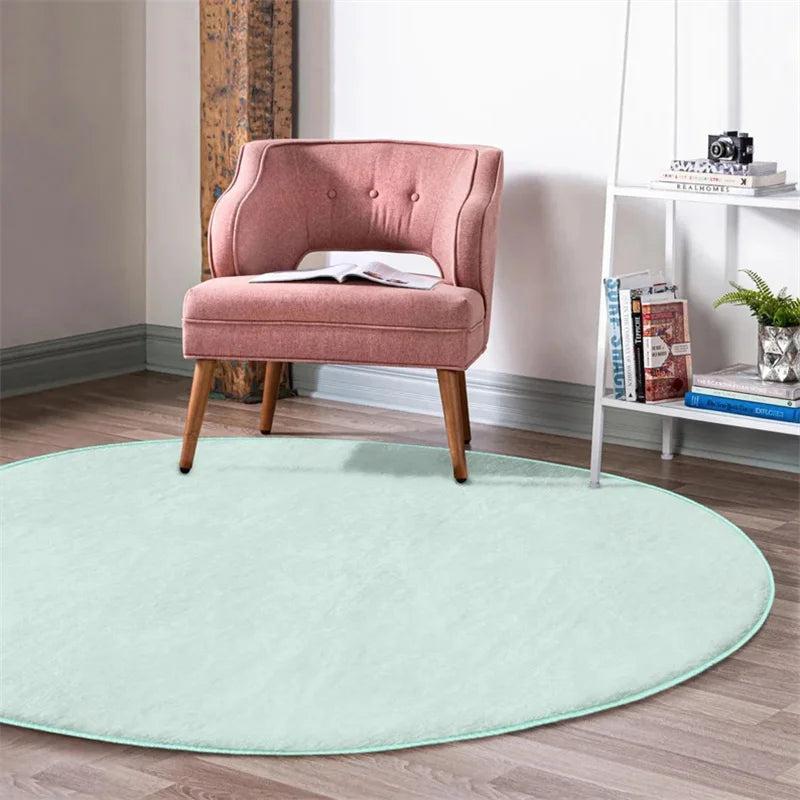 tapis rond solide antidérapant polyester lavable maison salle bain extérieur moderne minimaliste vert menthe