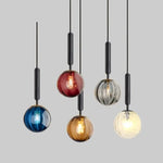 Lampes suspendues modernes verre coloré bleu rouge ambre blanc gris doré noir minimaliste