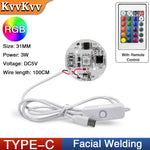 module lumineux led blanc circulaire facial welding câble usb type tactile 3w 5v