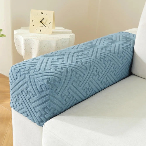 housse protection accoudoir canapé sectionnel polyester couleur orange motif géométrique moderne 72x25cmversible antidérapante
