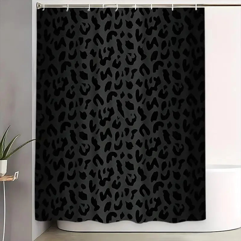 tapis bain rideau léopard moderne adhésif noir respectueux environnement inclusion tapis sol toilette ovale