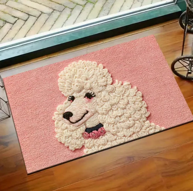 tapis imprimé chiens noir marron rose blanc moderne antidérapant résistant décoloration 30x50cm 40x60cm 50x80cm