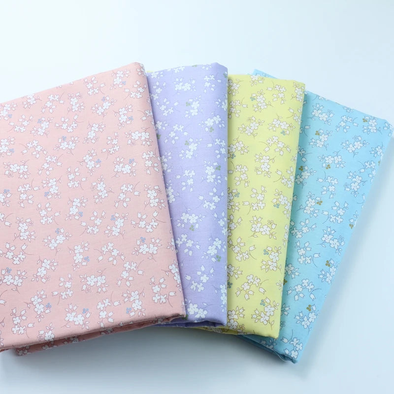 tissu coton biodegradable 160x50cm floral rose clair violet jaune bleu ciel classique