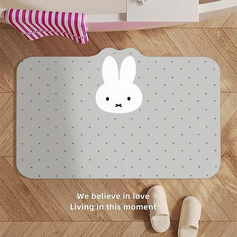tapis bain antidérapant absorbant motif points moderne gris noir miffy sécurité maison