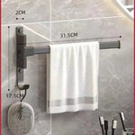 porte serviettes mural gris métallique texture lisse moderne salle bains fixations vis serviettes