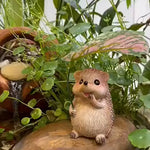 statue hérisson feuille verte marron clair jardin animaux décor extérieur résistante intempéries petite sculpture