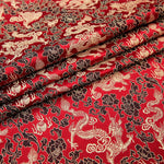 tissu brodé dragon nuages jaune rouge violet bleu noir traditionnel élégant couture bricolage artisanat