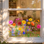 autocollants muraux fleurs multicolores deco maison balcon cuisine sans résidus réutilisables miroir variées feuilles