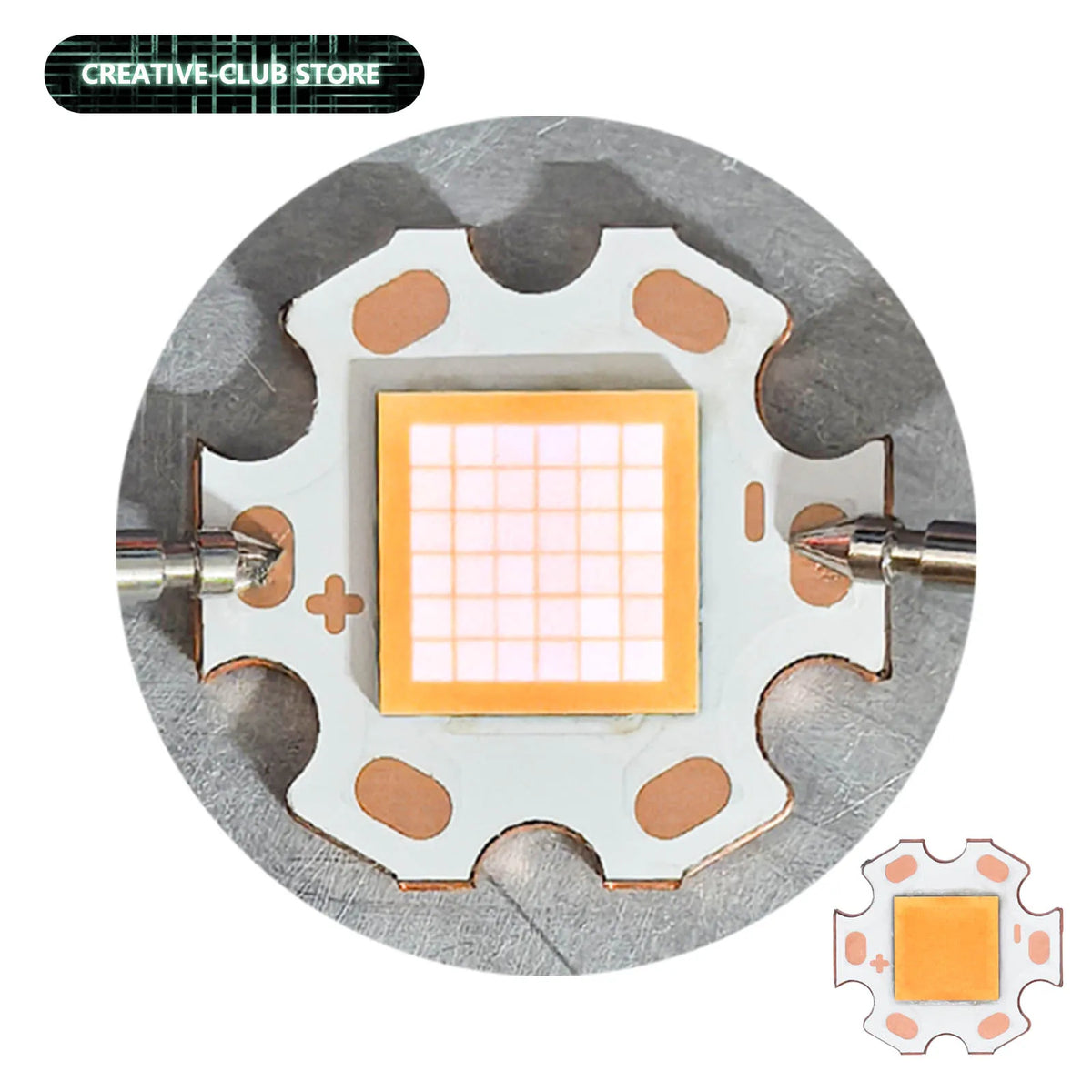LED chip carré 20mm 45 72W blanc cuivre moderne technique clips métalliques
