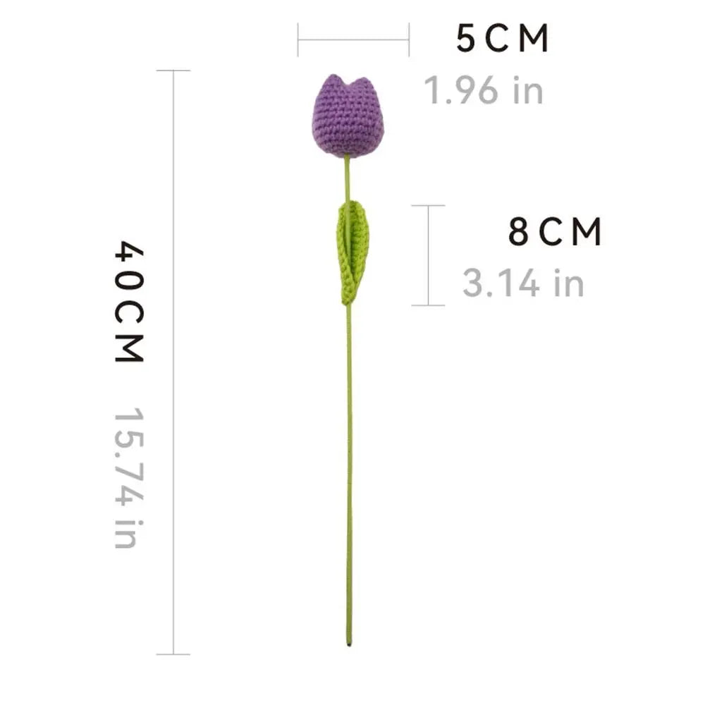 bouquet tulipes tricotées main orange jaune blanc rouge rose violet bleuclairintérieur decoration