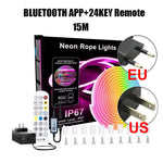ruban led néon multicolore 24v bluetooth télécommande moderne clips mural 10m 15m 20m adaptateur