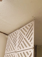 panneaux séparation suspendus blancs motifs géométriques modernes cloisons pièces bois opaques clips fixation