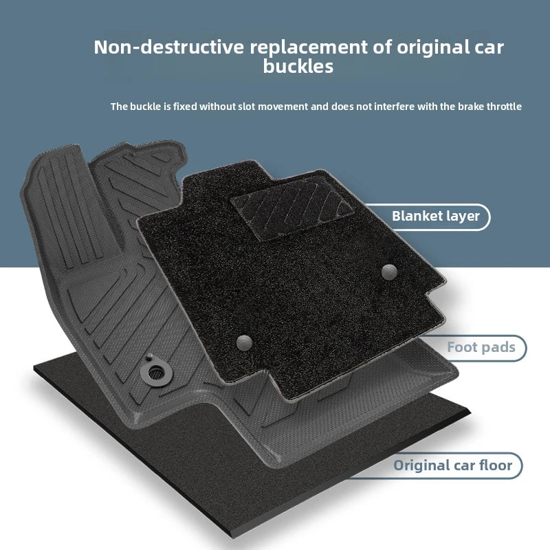 tapis sol voiture noir rayures diagonales moderne antidérapant double couche set complet