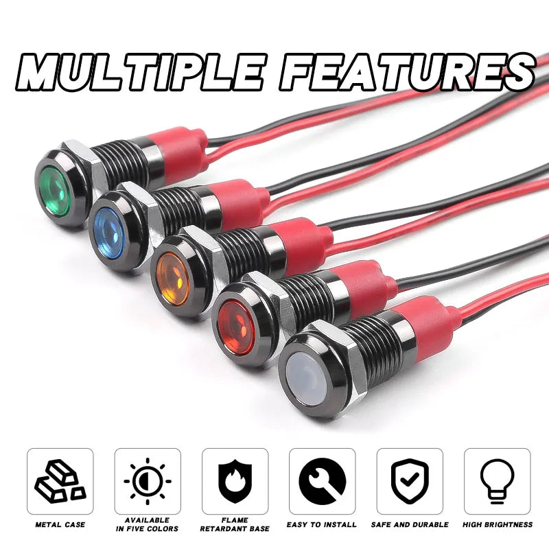 ampoules led 8mm rouge vert jaune bleu blanc étanches fil moderne