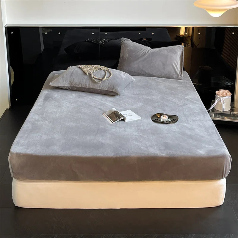 housse lit flanelle douce matelas double grande taille coton épais hiver