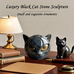 sculpture chat noir or résine marbrée moderne décoration intérieure artisanale table unique