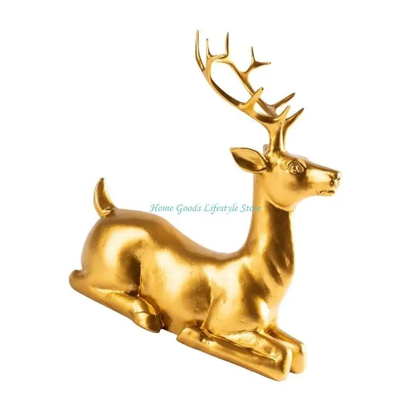 statue cerf doré résine moderne or floral décoration intérieure brillante élégante festive amour