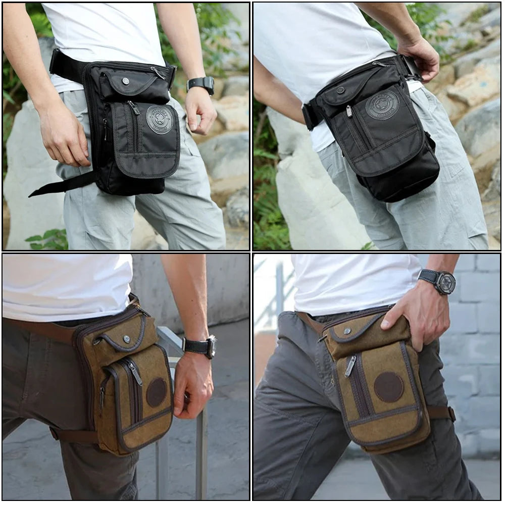 sac banane homme toile noir marron logo porte clés monnaie téléphone papeterie équipement sportif