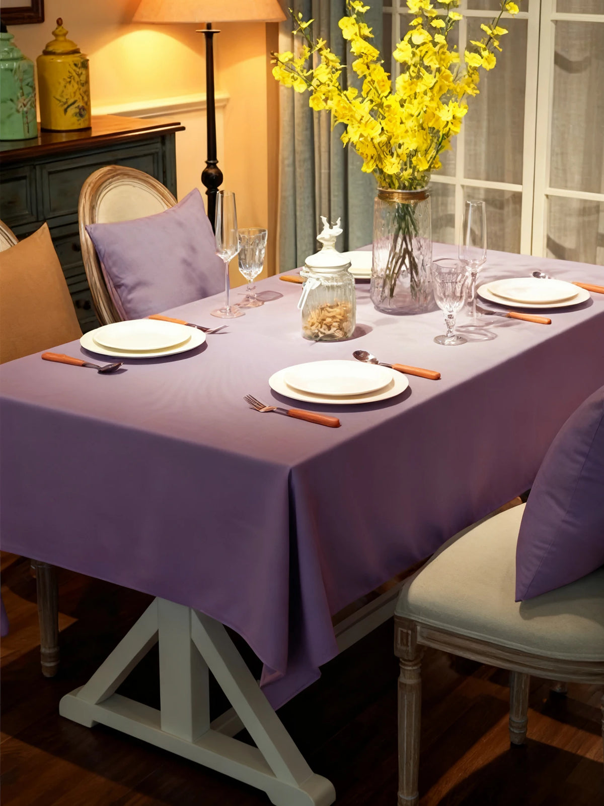nappe table rectangulaire violet unie 140x180cm 140x220cm 140x300cm 90x140cm polyester intérieur extérieur festifs