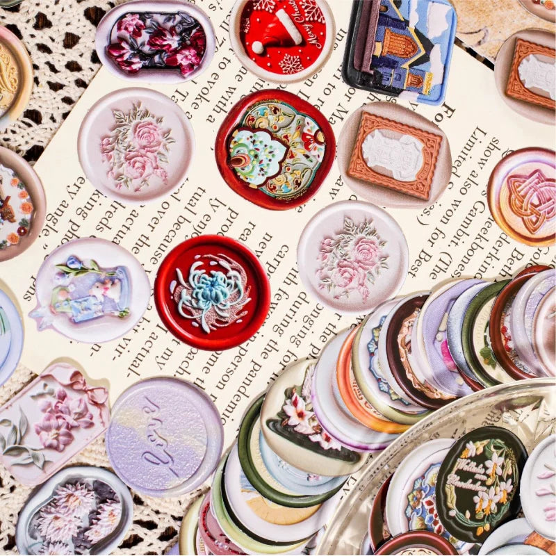 timbres poste multicolores motifs floraux vintage opacité 30 pcs enveloppe transparente