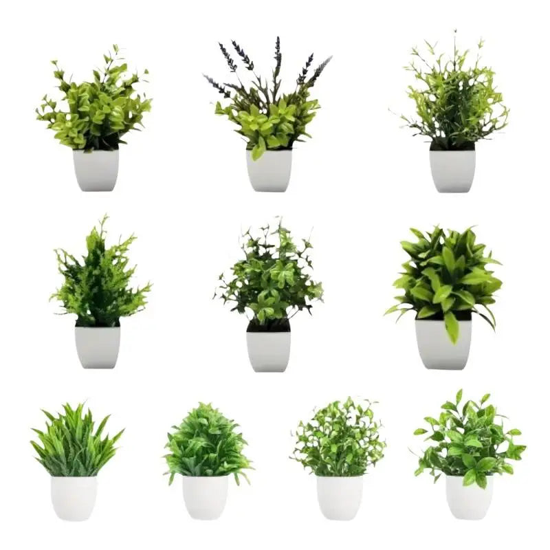 plantes artificielles feuilles vertes violette moderne sans entretien décoration intérieure extérieure pot blanc
