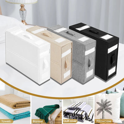 Boîte de rangement pour draps de lit violet avec poignée et fenêtre visuelle